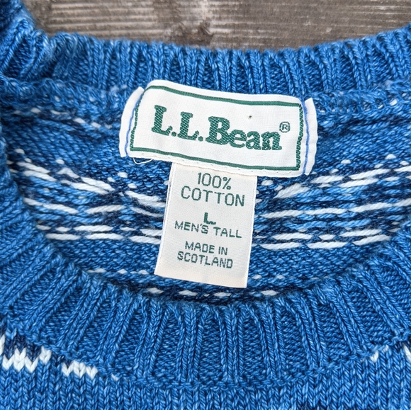 Vintage L.L. Bean Scottish cotton grandpa sweater woven knit jumper - Picture 5 of 7